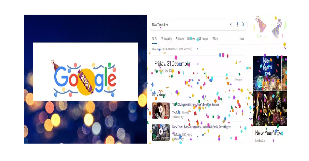 Google doodle for New Year's Eve in 2021