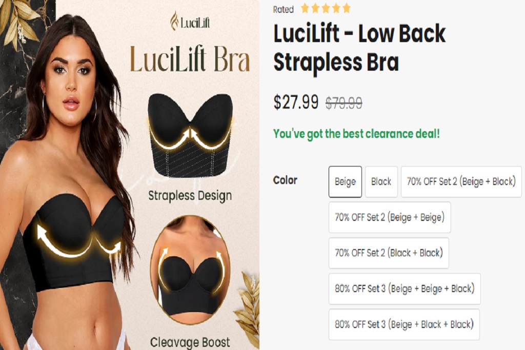 LuciLift - Low Back Strapless Bra