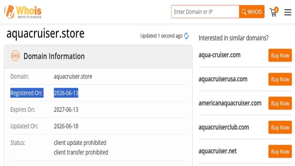AquaCruiser Store website homepage reviewed for scam or legit investigation in 2026