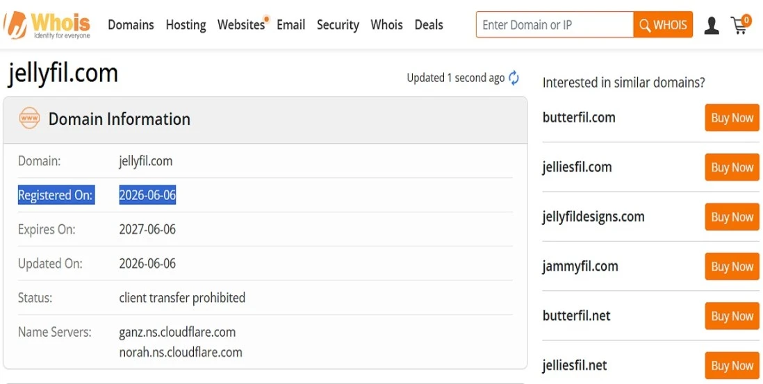 JellyFil Gummies Scam or Legit 2026? Honest Review of JellyFil Men's Health Supplement Website JellyFil Gummies scam review 2026 showing website trust score, domain age, and legitimacy analysis