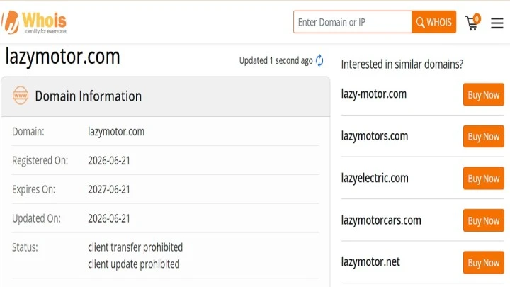 Lazy Motor website homepage reviewed for scam warning signs and legitimacy in 2026