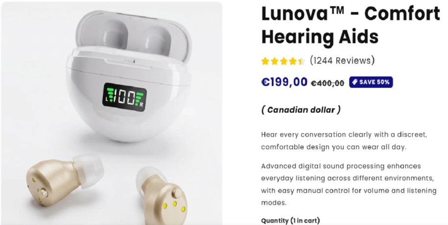 Lunova Review 2026: Is getlunova com Legit or a Scam? Lunova Comfort Hearing Review β Smart Hearing Comfort Hearing Aids product packaging