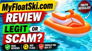 MyFloatSki inflatable electric water scooter floating in a swimming pool during a MyFloatSki review scam or legit investigation