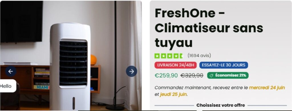 Polara FreshOne Cooler portable air conditioner review showing cooling appliance and scam investigation concept for 2026