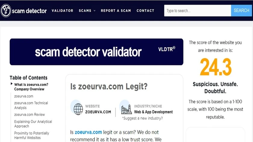 Zoeurva com scam review showing online shopping website legitimacy analysis