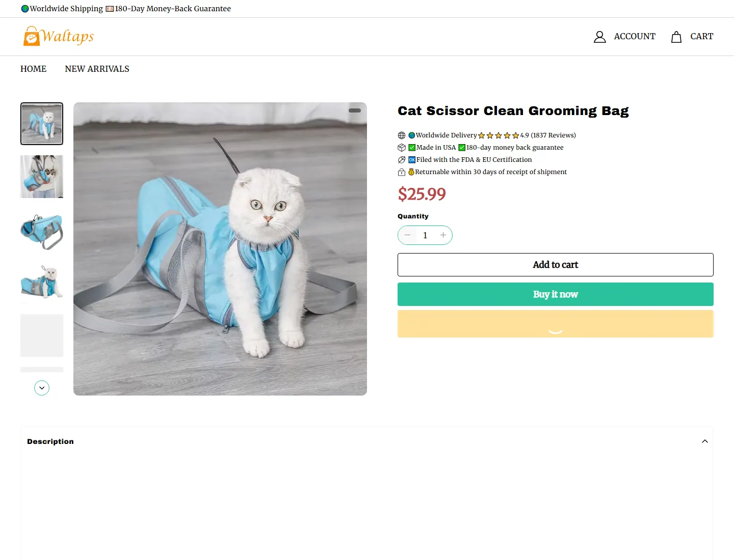 Cat Scissor Clean Grooming Bag page captured during the ZeroThought investigation