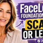 Facelove Cosmetics review showing FaceLove Foundation Stick and warning signs about facelove-cosmetics com