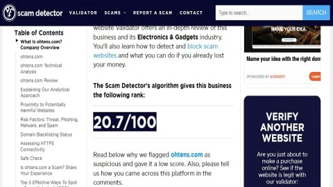 Ohtens com review 2026 feature image showing fashion product photo with scam or legit warning signs