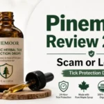 Pinemoor Review 2026 feature image showing Pinemoor tick protection drops with a scam or legit headline