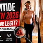 Slimtide in review showing warning signs about hormone-aware weight loss program and website trust issues