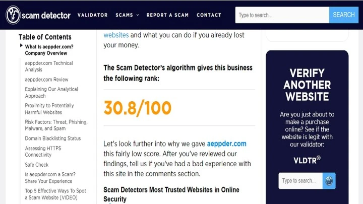 Aeppder com review 2026 highlighting trust-score concerns, young domain age and major shopping red flags
