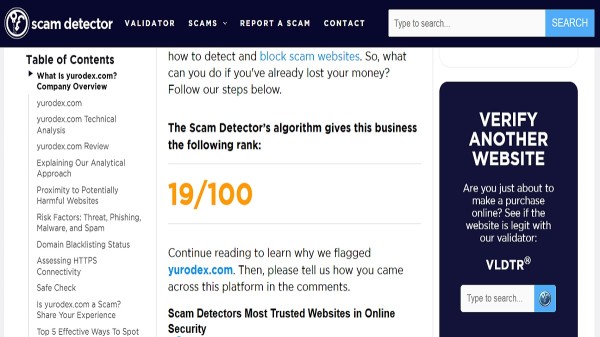 Yurodex and Molewin crypto casino review highlighting domain-age concerns, low trust scores, and gambling risks