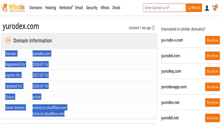Yurodex and Molewin crypto casino review highlighting domain-age concerns, low trust scores, and gambling risks