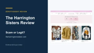 The Harrington Sisters website or product material beside a ZeroThought review title.