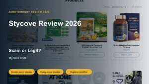 Stycove website or product material beside a ZeroThought review title.