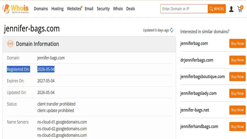 Jennifer Bags review 2026: Is Jennifer-Bags com scam or legit? Explore its low trust score, complaints, return policy and key warning signs.