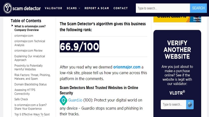 OrionMajor com scam or legit review showing online shopping products and warning signs