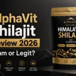 AlphaVit Shilajit Gummies review 2026 showing the supplement bottle and scam or legit investigation