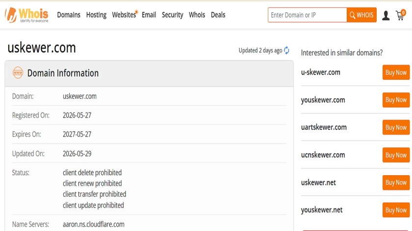 Uskewer com review 2026 showing popular products and warning signs found during the website investigation