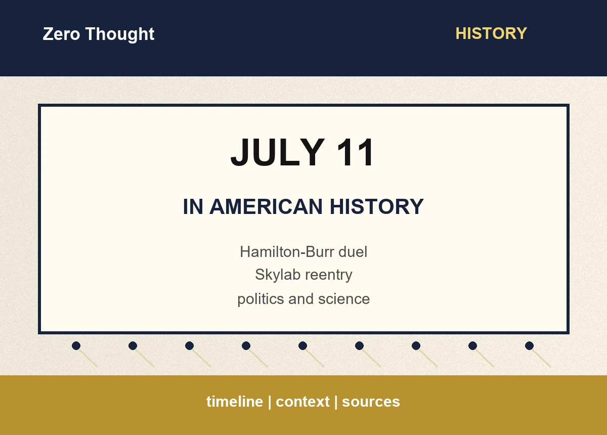 Featured image for July 11 in American history with timeline highlights: Hamilton-Burr duel, Skylab reentry, politics and science
