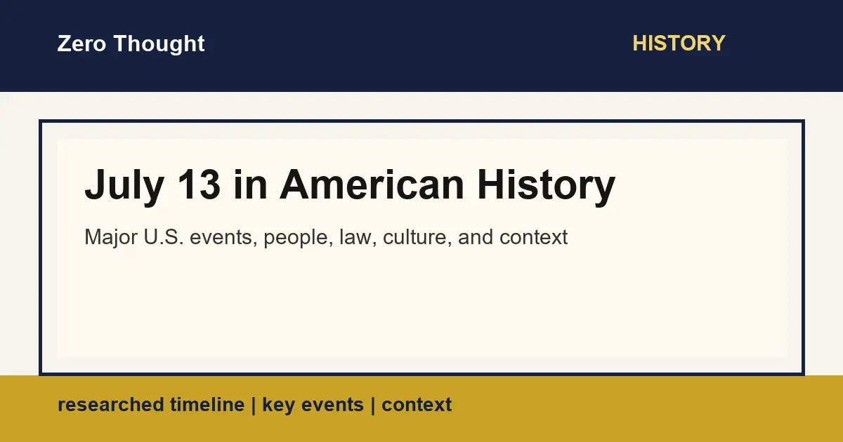 Editorial image for July 13 in American history featuring the Northwest Ordinance, New York Draft Riots, and Live Aid in Philadelphia