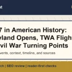 Featured image for July 17 in American history covering Disneyland, TWA Flight 800, and Civil War legislation