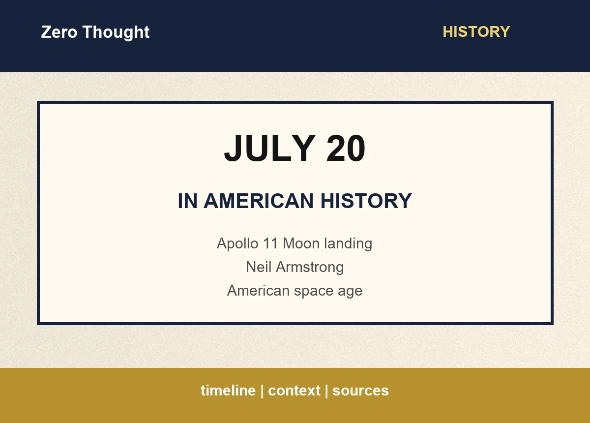 Featured image for July 20 in American history with highlights: Apollo 11 Moon landing | Neil Armstrong | American space age