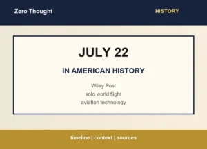 Featured image for July 22 in American history with highlights: Wiley Post | solo world flight | aviation technology