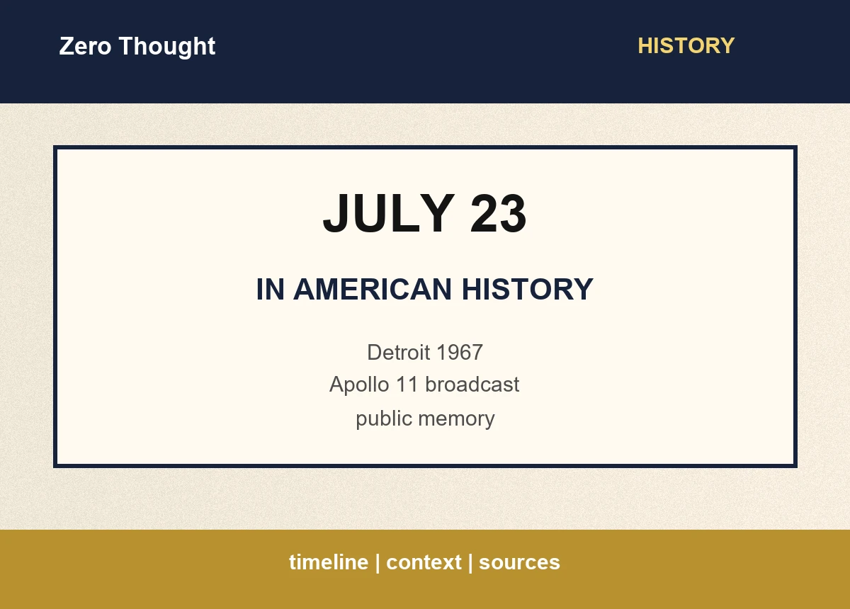 Featured image for July 23 in American history with highlights: Detroit 1967 | Apollo 11 broadcast | public memory