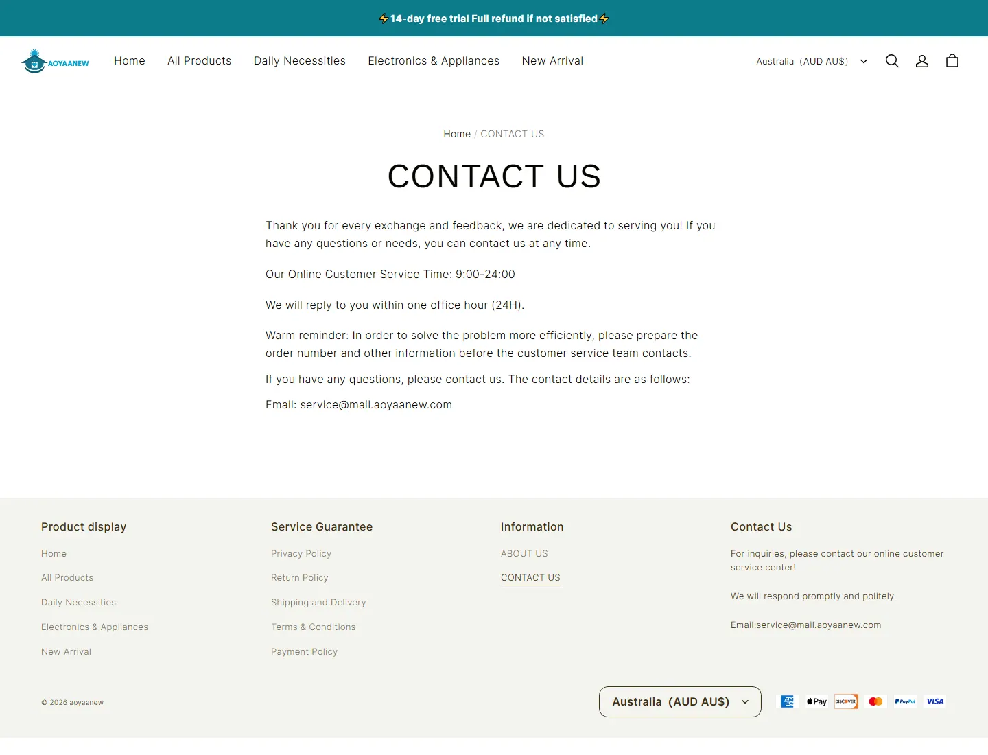 CONTACT US – aoyaanew page captured during the ZeroThought investigation