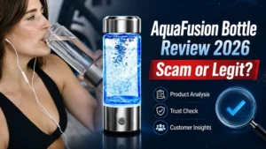 AquaFusion Bottle Review 2026 investigating whether the hydrogen water bottle website is scam or legit