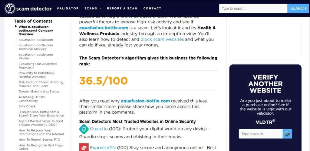 AquaFusion Bottle Review 2026 investigating whether the hydrogen water bottle website is scam or legit
