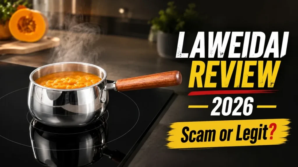 Laweidai review 2026 feature image showing a stainless steel saucepan on a stovetop with the text Scam or Legit