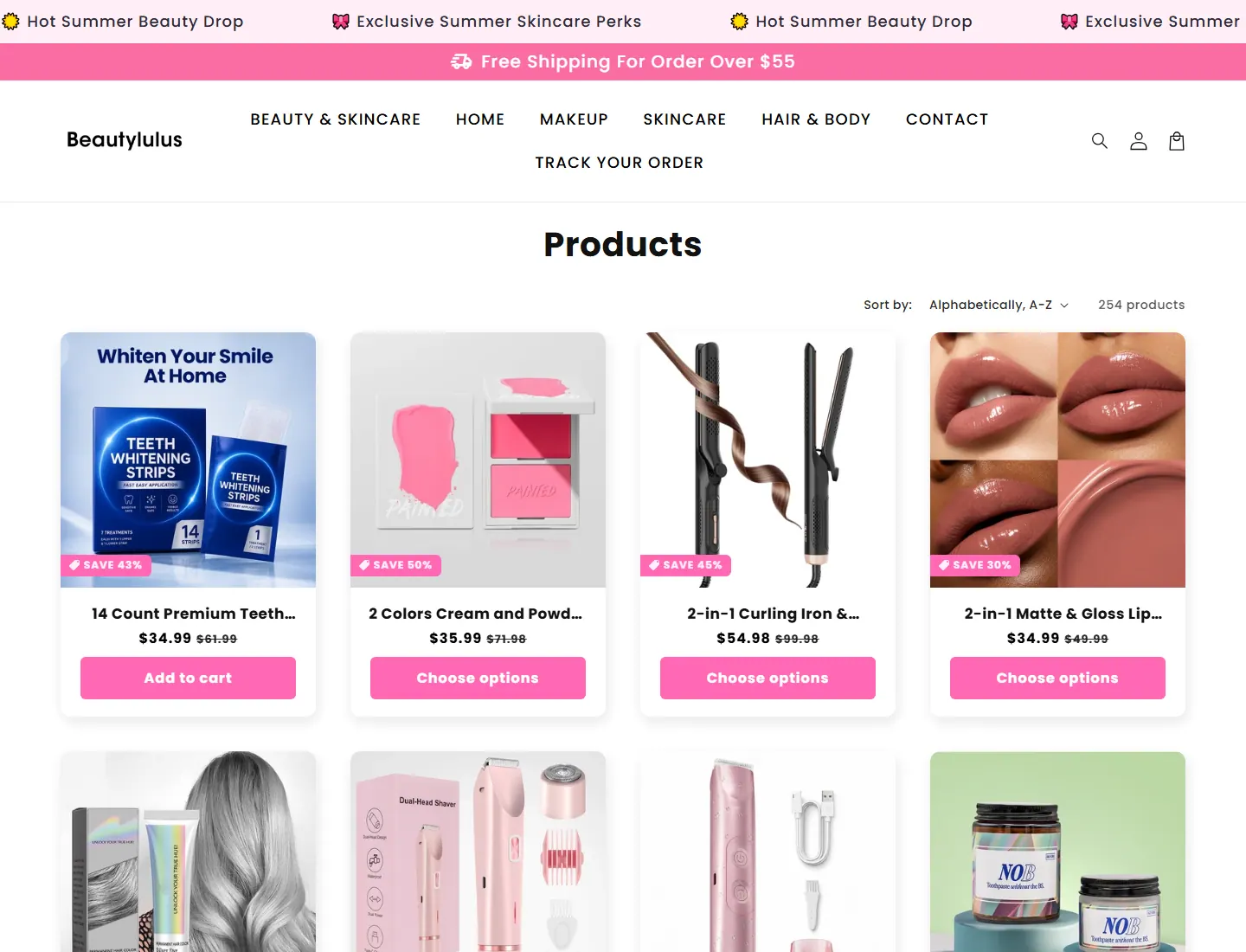 Products – Beautylulus page captured during the ZeroThought investigation
