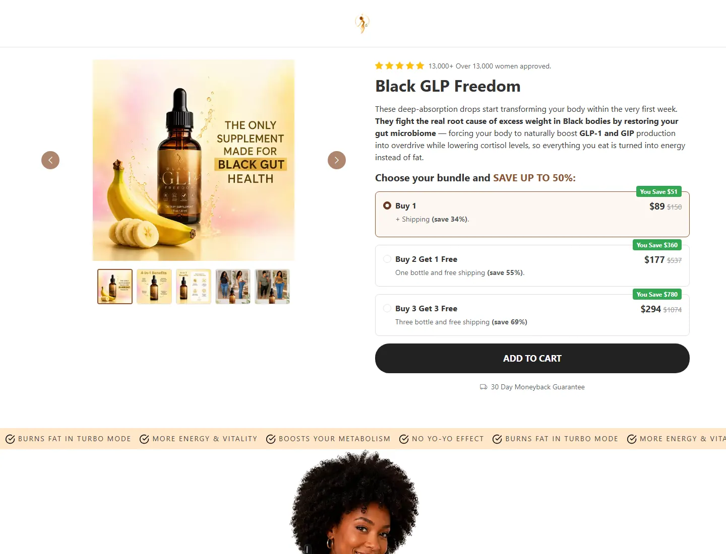 Black GLP Freedom page captured during the ZeroThought investigation