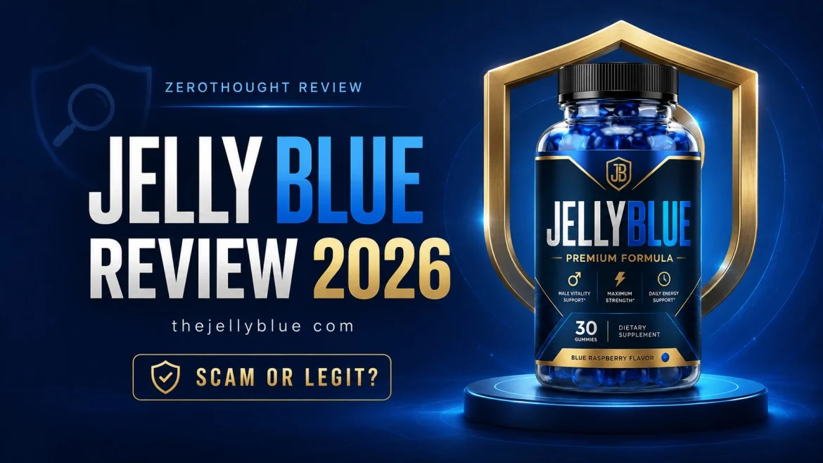 Jelly Blue Gummies bottle featured in Thejellyblue com Review 2026 scam or legit investigation
