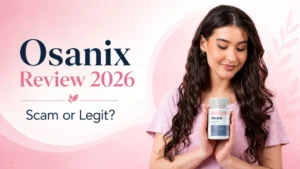 Osanix Review 2026 featured image showing a woman holding an Osanix supplement bottle