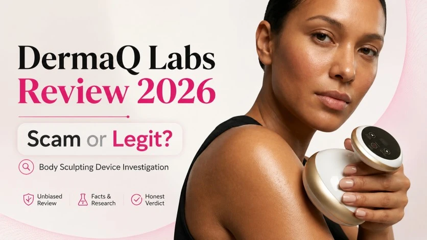 DermaQ Labs review 2026 examining the Sculpt 3 Pro body massager and website warning signs
