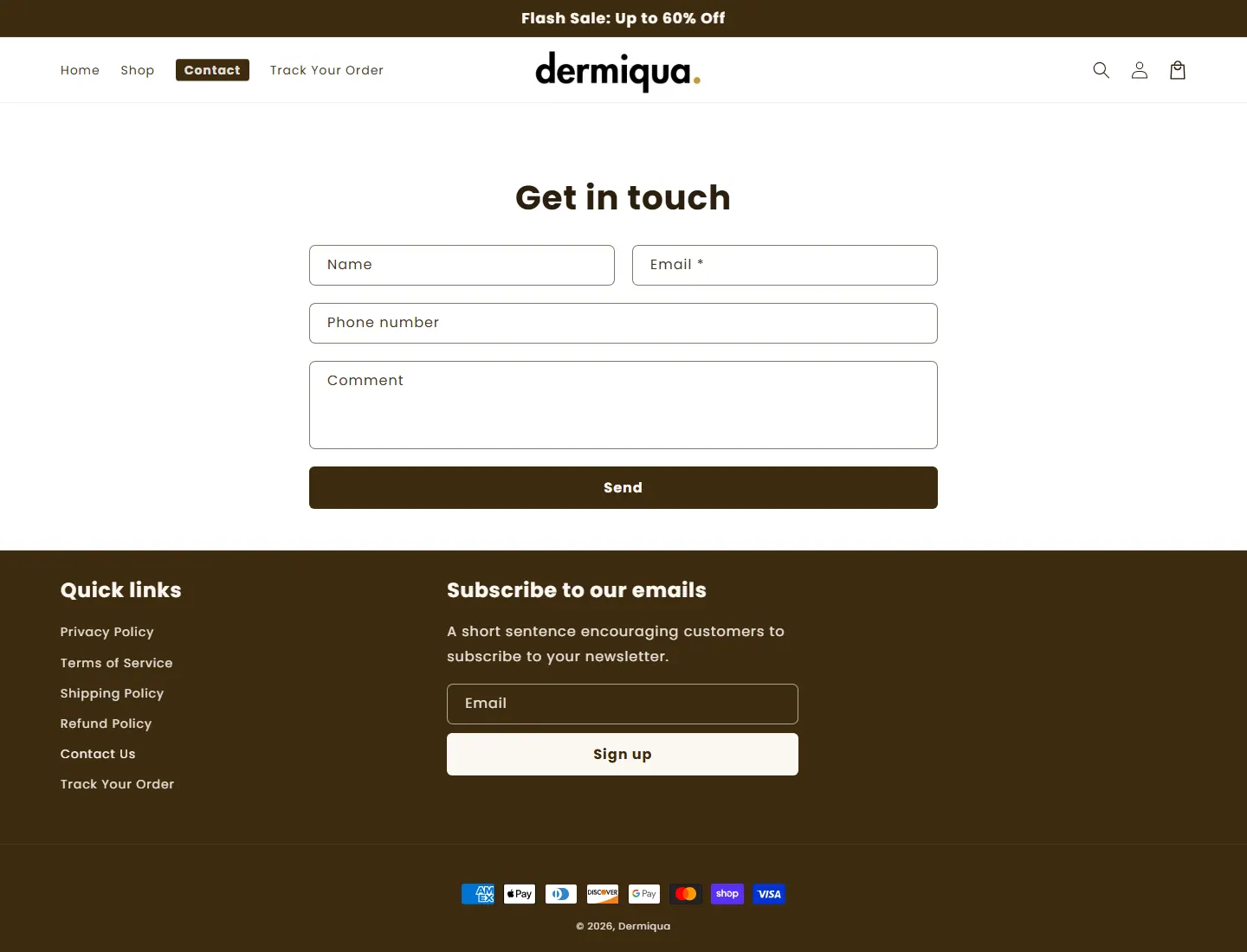 Contact – Dermiqua page captured during the ZeroThought investigation