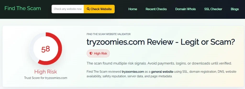 Try Zoomies Review 2026 scam or legit featured image showing the Zoomies dog supplement bottle, a dog, and buyer warning.