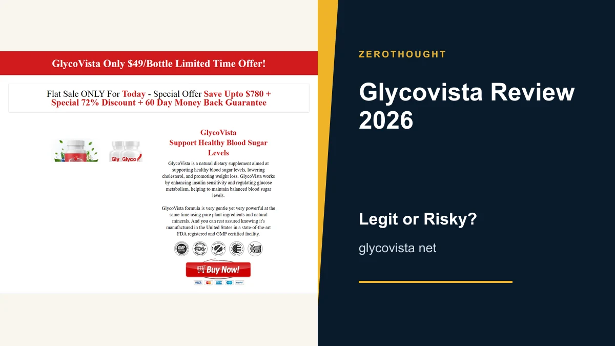Glycovista website or product material beside a ZeroThought review title.