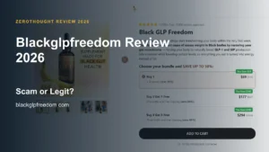 Blackglpfreedom website or product material beside a ZeroThought review title.