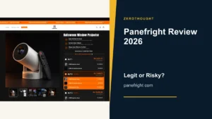 Panefright website or product material beside a ZeroThought review title.