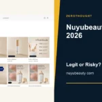 Nuyubeauty website or product material beside a ZeroThought review title.