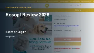 Rosopl website or product material beside a ZeroThought review title.