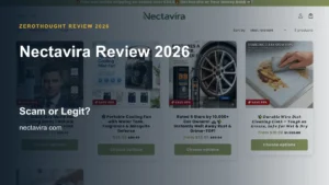 Nectavira website or product material beside a ZeroThought review title.