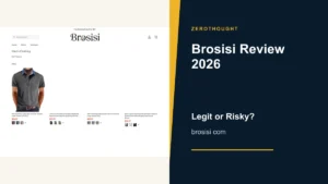 Brosisi website or product material beside a ZeroThought review title.