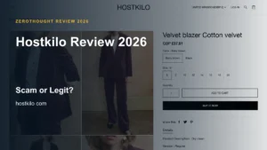 Hostkilo website or product material beside a ZeroThought review title.