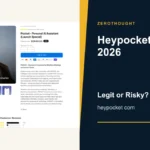 Heypocket website or product material beside a ZeroThought review title.