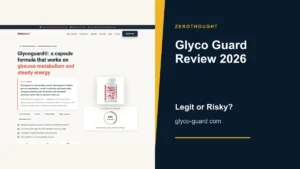Glyco Guard website or product material beside a ZeroThought review title.